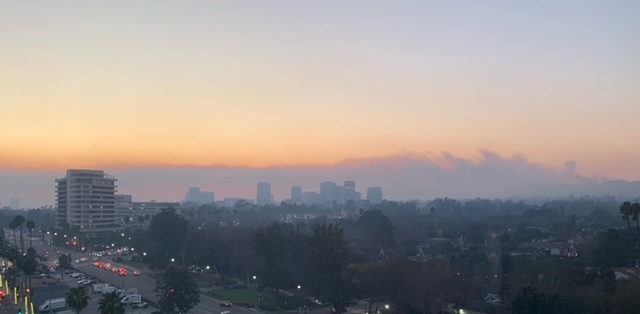 Another shot over Westwood - incredible dense smoke - you go outside and your throat hurts, eyes sting, your coughing.